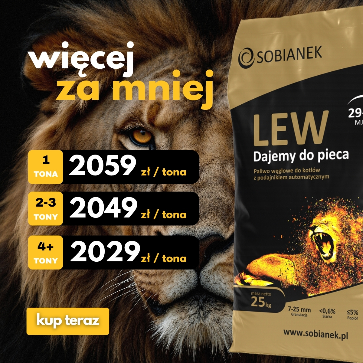 promocja wiecej za mniej cena Lwa spada wraz z ilością zakupionych ton